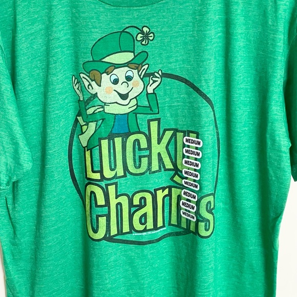 NEW TeeLuv Lucky Charms Retro Vintage Logo Graphic Green T Shirt Adult Sz Medium - Picture 2 of 4